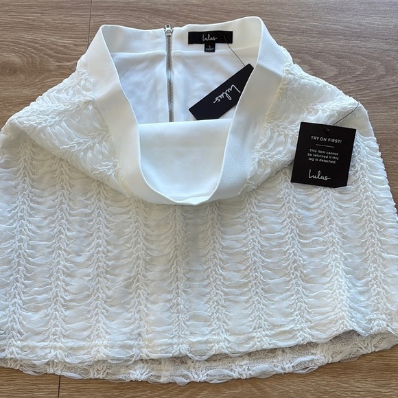 Lulus Cream Ruffled Mini Pencil Skirt for Cocktail - Picture 4 of 6